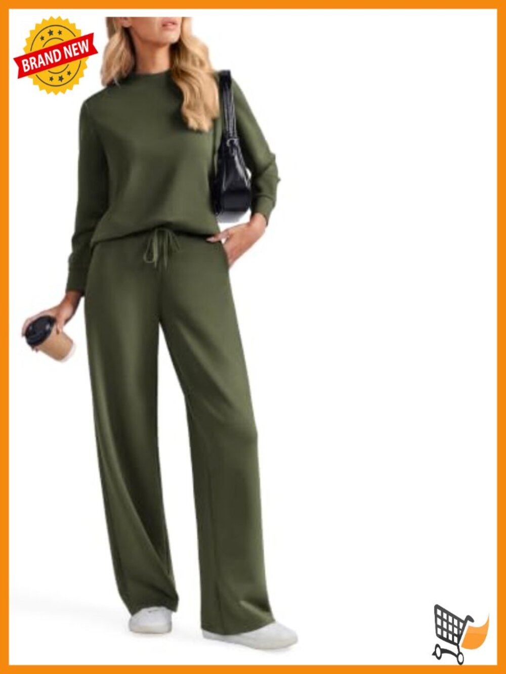 Women's 2 Piece Wide Leg Pants Mock Neck Sweatsuit Set
